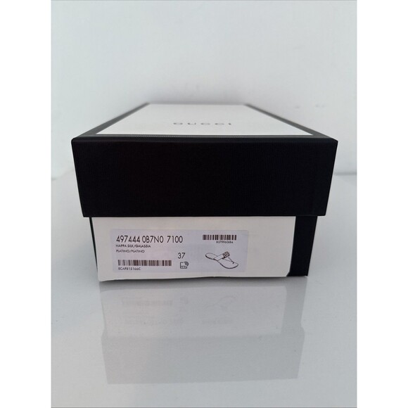 Gucci GG Gold Marmont Leather Thong Sandals Flat Shoes Authentic EU 37 US 7 - Picture 9 of 9